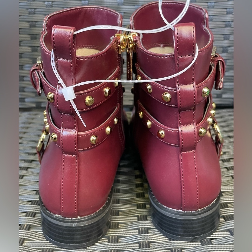 MICHAEL KORS BOOTS,Michael Kors Burgundy Ankle Boots with Gold Details - Picture 6 of 15